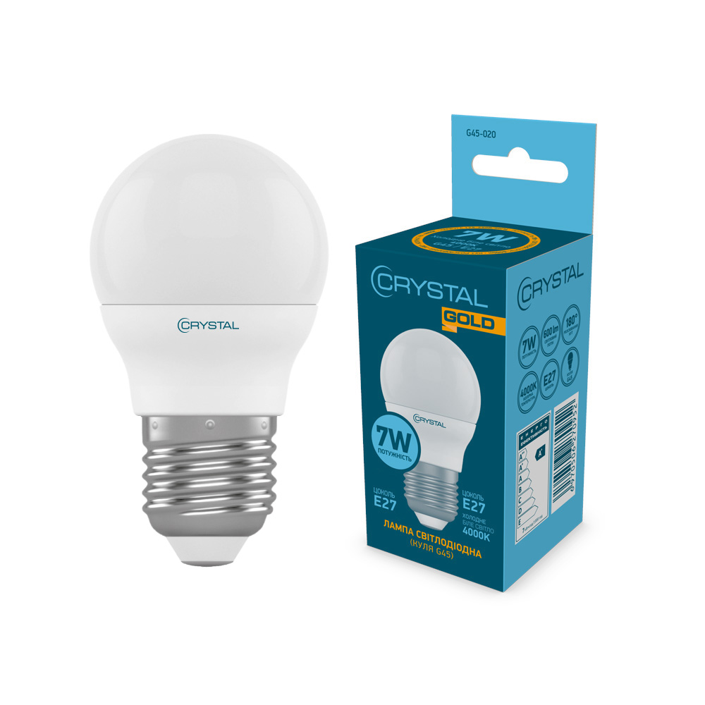 Лампа світлодіодна шар Crystal Gold G45 7W PA Е27 4000K